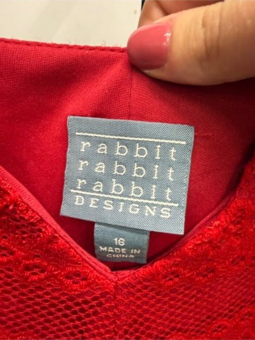 Rabbit Rabbit Rabbit Red Lace Cap Sleeve Dress - Picture 3 of 5